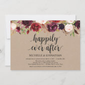 Burgundy Floral Elopement Reception Kraft nodigt u Kaart (Voorkant)