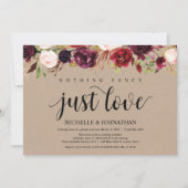 Burgundy Floral Elopement Reception Kraft nodigt u Kaart (Voorkant)