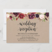 Burgundy Floral Elopement Reception Kraft nodigt u Kaart (Voorkant)