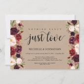 Burgundy Floral Elopement Reception Kraft nodigt u Kaart (Voorkant)