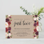 Burgundy Floral Elopement Reception Kraft nodigt u Kaart (Staand voorkant)