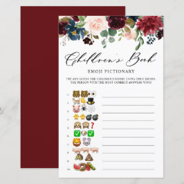 Burgundy Floral Emoji Pictionary Baby shower Game