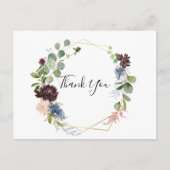 Burgundy Floral en Greenery Dank u Briefkaart (Voorkant)