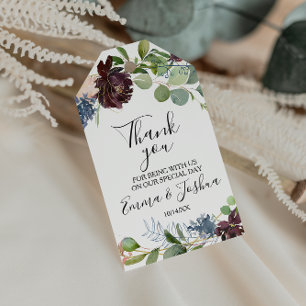 Burgundy Floral en Greenery Dank u Cadeaulabel