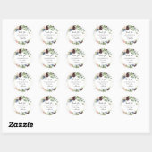 Burgundy Floral en Greenery Dank u wel voor Ronde Sticker (Vel)