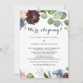 Burgundy Floral en Greenery Elopement Reception Kaart (Voorkant)