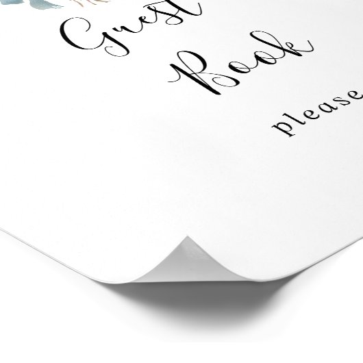 Burgundy Floral en Greenery Guest Book Sign Poster (Hoek)