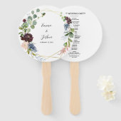 Burgundy Floral en Greenery Wedding Handwaaier (Voorkant en achterkant)