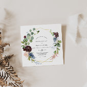 Burgundy Floral en Greenery Wedding Kaart