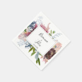 Burgundy Floral en Greenery Wedding Napkin Servet (Hoek)