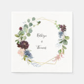 Burgundy Floral en Greenery Wedding Napkin Servet (Voorkant)