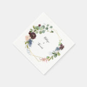 Burgundy Floral en Greenery Wedding Napkin Servet (Hoek)