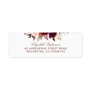 Burgundy Floral Etiket