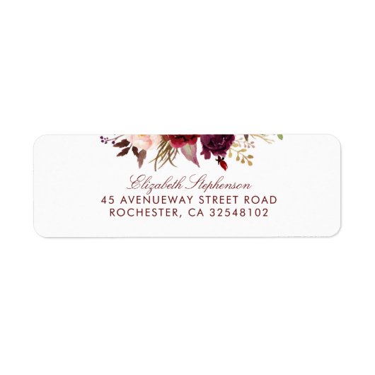 Burgundy Floral Etiket (Voorkant)