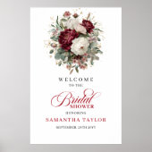 Burgundy Floral Eucalyptus Gold Bridal Welcome  Poster (Voorkant)