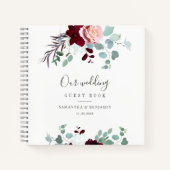 Burgundy Floral Eucalyptus Weddenschap Boek (Voorkant)
