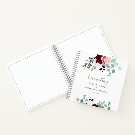 Burgundy Floral Eucalyptus Weddenschap Boek (Binnen)