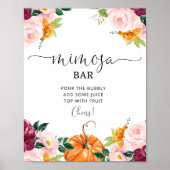 Burgundy floral fall mimosa bar poster (Voorkant)
