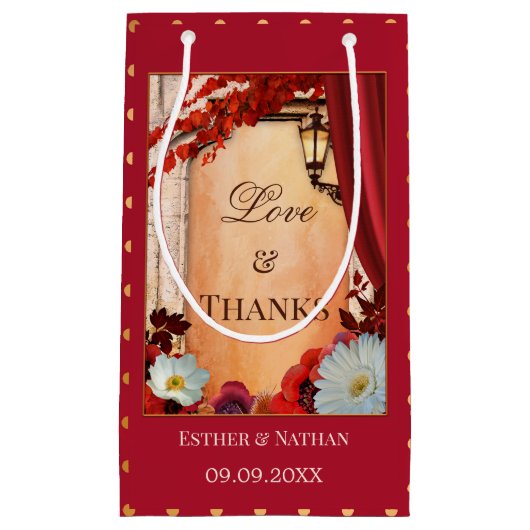 Burgundy Floral Fall Wedding Favor Klein Cadeauzakje (Voorkant)