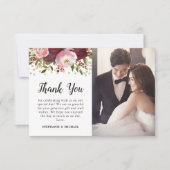 Burgundy Floral Foto Weduwschap Bedankt (Voorkant)