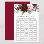 Burgundy Floral Fun Bridal vind de Gast Bingo (Voorkant / Achterkant)