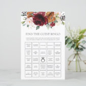 Burgundy Floral Fun Bridal vind de Gast Bingo (Staand voorkant)