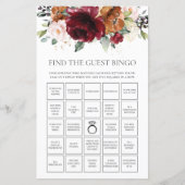 Burgundy Floral Fun Bridal vind de Gast Bingo (Voorkant)