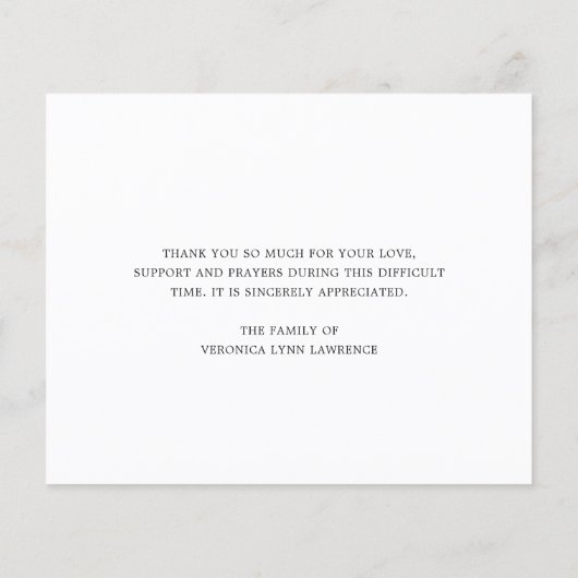 Burgundy Floral Funeral Budget Hartelijk dank (Achterkant)