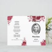 Burgundy Floral Funeral Program Sjabloon (Staand voorkant)