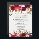 Burgundy Floral Garden Boho Wedding Invitation Magnetische Uitnodiging<br><div class="desc">Burgundy Floral Garden Boho Wedding Invitation Magnetic Invitation Zie bijbehorend collectie in Niche en nestwinkel</div>