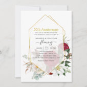 Burgundy Floral Geometric 50th Wedding Jubileum Kaart (Voorkant)