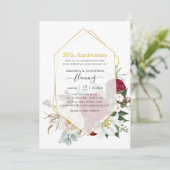 Burgundy Floral Geometric 50th Wedding Jubileum Kaart (Staand voorkant)