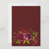 Burgundy floral geometric bruiloft-uitnodiging kaart (Achterkant)
