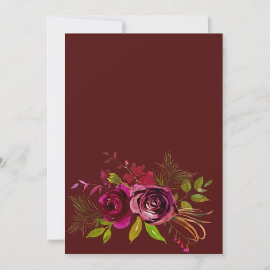 Burgundy floral geometric bruiloft-uitnodiging kaart (Achterkant)