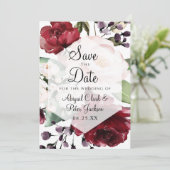 Burgundy Floral Geometric Hexagon Vellum Save The Date (Staand voorkant)