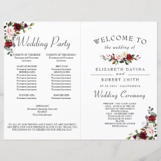 Burgundy Floral Geometric Romantic Waterverf