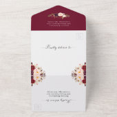 Burgundy Floral Geometric Sweet Sixteen All In One Uitnodiging (Buitenkant)