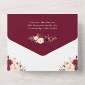 Burgundy Floral Geometric Sweet Sixteen All In One Uitnodiging (Achterkant)