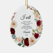 Burgundy Floral - Gepersonaliseerde Moeder van de  Keramisch Ornament (Rechts)