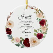 Burgundy Floral - Gepersonaliseerde Moeder van de  Keramisch Ornament (Voorkant)