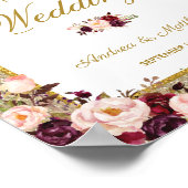 Burgundy Floral Glitter Wedding Welcome Poster (Hoek)