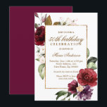 Burgundy Floral Gold 50th Birthday Party Kaart<br><div class="desc">Burgundy Floral Gold 50th Birthday Party Invitation Zie bijbehorend collectie in niche en nestwinkel</div>