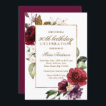 Burgundy Floral Gold 90th Birthday Party Kaart<br><div class="desc">Burgundy Floral Gold 90th Birthday Party Invitation Zie bijbehorend collectie in niche en nestwinkel</div>