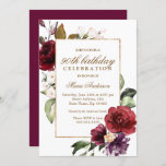 Burgundy Floral Gold 90th Birthday Party Kaart<br><div class="desc">Burgundy Floral Gold 90th Birthday Party Invitation Zie bijbehorend collectie in niche en nestwinkel</div>