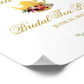 Burgundy Floral Gold Boho Bridal Tea Welkom Poster (Hoek)