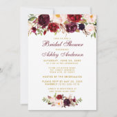 Burgundy Floral Gold Bridal Shower - uitnodiging B (Voorkant)