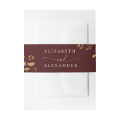 Burgundy floral gold bruiloft uitnodigingen wikkel (Voorkant Voorbeeld)