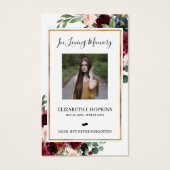Burgundy Floral Gold Foil Lijst Foto Prayer Kaarte Visitekaartje (Voorkant)