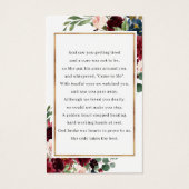 Burgundy Floral Gold Foil Lijst Foto Prayer Kaarte Visitekaartje (Achterkant)