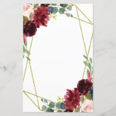 Burgundy Floral Gold Geometric Greenery Programma' (Achterkant)